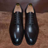 Designer Whole Cut Oxford Dress Shoes Men's Genuine Leather Handmade Lace Up Plain Toe Office Formal MartLion   