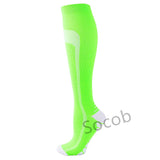 Compression Socks Solid Color Men's Women Running Socks Varicose Vein Knee High Leg Support Stretch Pressure Circulation Stocking Mart Lion 02-Green S-M 