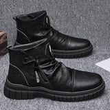 Off-Bound Autumn Men's Ankle Boots Tooling Desert British Punk Zip Chelsea Motorcycle High-cut Shoes Mart Lion   