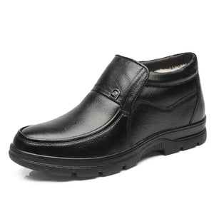 Genuine Leather Shoes Men's Winter Boots Warm Cotton Cold Winter Cow Leather Footwear Black MartLion Black 7 