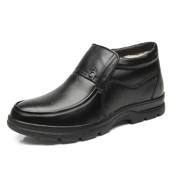 Genuine Leather Shoes Men's Winter Boots Warm Cotton Cold Winter Cow Leather Footwear Black MartLion Black 7 