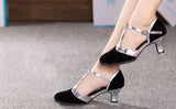 Buckskin Latin Dance Shoes for Women's Baotou Indoor Soft Sole 5.5cm Heel Jazz Dancing Sandals Party Ballroom Performance MartLion   