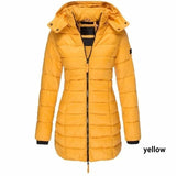 Women's medium length slim cotton suit warm coat women's cotton suit MartLion Yellow XXXL 