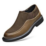 Autumn Winter Cow Leather Shoes for Men's Casual Designer Suede Platform Solid Color Loafers MartLion Dark Brown 38 