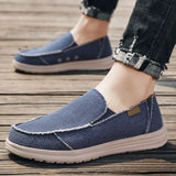 Summer Denim Canvas Men's Breathable Casual Shoes Outdoor Non-Slip Sneakers Driving Shoes Men's Loafers MartLion Blue 1223 41 
