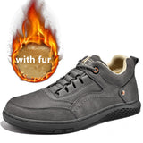 Men's genuine Leather Shoes lace up Trend outdoor British High Top Sneakers Moccasins Mart Lion black fur 6.5 CN