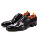 Oxfords Leather Men's Shoes Lace Up Casual Pointed Toe Formal Dress Wedding Party Mart Lion Black 38 