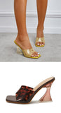 Leopard Grain PVC Transparent Slippers Women Slides Mules Gladiator Jelly Sandals Summer Open Toe Clear High Heels Shoes Mart Lion   