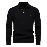 Zipper Mock Neck Pullover Sweaters for Men Warm Winter Cotton Knitted Men's Sweaters MartLion SW833-Black EUR S 60-70kg 