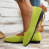 Women Round Toe Flat Shoes Solid Color Knitted Slip on Shoes Casual Breathable Ballet Flats Women Flat Shoes Loafers Women MartLion Light Green 36