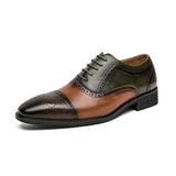 Luxury Brand Men's Banquet Dress Shoes Brogue Square Toe Leather Men's Genuine Leather Casual MartLion Green Brown 38 