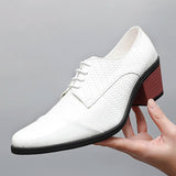 Men's Leather Shoes Banquet Dress Shoes Formal Occasions Leather Shoes Office Red High Heels Pointed MartLion   