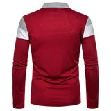 Men's Long Sleeved Polo Shirt Printed Lion Three Color Block Tops Golf Shirt Casual Lapel Top Clothes MartLion   