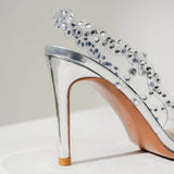 Star style Luxury Crystal Transparent PVC Women Pumps Weave Autumn Stiletto High heels Wedding Bridal Shoes MartLion   