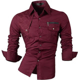 Spring Autumn Features Shirts Men's Casual Shirt Long Sleeve Casual Shirts MartLion K371-WineRed US S CHINA