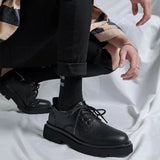 Men Formal Shoes Casual Business Leather Shoe British Style Student Thick Soled Lace Up Round toe Non Slip Outdoor Shoes MartLion