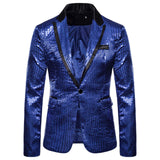 Gold Shiny Men's Jackets Sequins Stylish Dj Club Graduation Solid Suit Stage Party Wedding Outwear Clothes blazers MartLion Blue-3 S CHINA