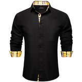 Men's shirts Long Sleeve Luxury Designer Black and Green Splicing Collar and Cuff Clothing Casual Dress Shirts Blouse MartLion CY-2236 S 