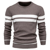 Men's Winter Stripe Sweater Thick Warm Pullovers Men's O-neck Basic Casual Slim Comfortable Sweaters MartLion brown S 