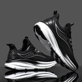 Shoes Men's Sneakers Casual Tennis Luxury Trainer Race Breathable Loafers Running MartLion Black White-2 36 