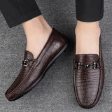 Spring Luxury Brand Loafers Shoes Men's Classic Genuine Leather Slip-On Driving Pattern Casual Moccasins Office MartLion   