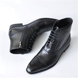 Spring Autumn Men's Ankle Boots Dress Pointed Toe PU Leather Shoes Chelsea Chelsea Mart Lion Black 39 