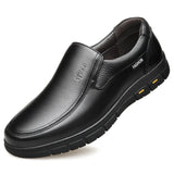 Leather Men's Casual Shoes Light Loafers Breathable Formal Dress Slip-on Driving MartLion Black 44 