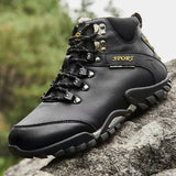 Men's Genuine Leather Boots Hiking Boots Hiker Winter Trekking Hiking Fuzzy Snow Waterproof Adventure MartLion   