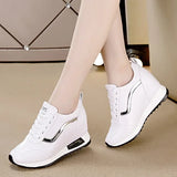 Inside Elevated Height Women's Shoes Korean Style White Autumn Wedges Casual Sneakers De MartLion WHITE 40 