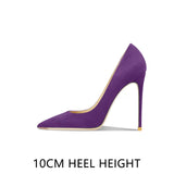 Pointed Shallow Mouth Suede Ultra-Thin High Heels 10cm Pumps Banquet Ladies Women's Shoes MartLion   