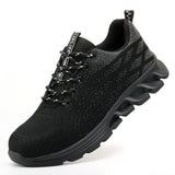 work safety shoes men's anti puncture working special anti-slip work sneakers Outdoor Anti-smashing Construction MartLion QY9017 Black 36 