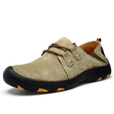 Men Sneakers Leather Casual Men Shoes Outdoor Wear-Resistant Leather Walking Work Shoes MartLion Khaki 13 