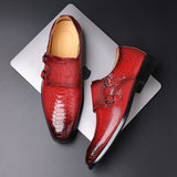 Men's Casual Shoes Snakeskin Grain Microfiber Leather Slip-on Buckle Dress Office Oxfords Party Wedding Flats Mart Lion   