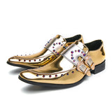 Brand Golden Glitter Leather Rhinestone Men's Chelsea Shoes Pointed Luxury Designer Couples Dress MartLion golden 5522 35 