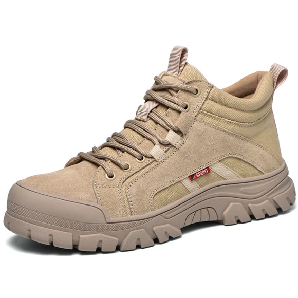 Men's Work Safety Boots Indestructible Shoes Footwear Safety Puncture-Proof Work Protective MartLion 667-Khaki 38 