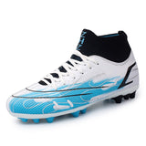 Football Boots Men's Futsal Shoes  Kids Tf Fg High Top Artificial Grass Studded Anti Slip Mart Lion White cd Eur 33 