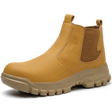 anti scalding labor shoes work protection boots Steel toe cap sneakers men's leather work waterproof safety MartLion JB680 Yellow 37 