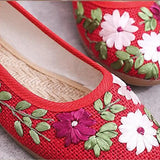 Women Flower Flats Slip On Cotton Fabric Casual Shoes Round Toe Flat MartLion   