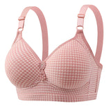 Bras Plaid Thin Cup Push Up  Bralette Tops Female Middle Aged Padded MartLion 05 One Size CHINA | 40 or 90BC