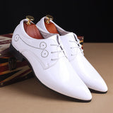 Luxury Shoes Men's Formal Oxford Leather Dress Pointed Wedding Mart Lion White 37 