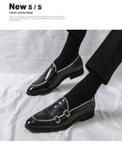British Style Pointed Men's Dress Shoes Low-heel Leather Casual Slip-on Social MartLion   