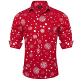 Men's Christmas Shirts Long Sleeve Red Black Green Novelty Xmas Party Clothing Shirt and Blouse with Snowflake Pattern MartLion CY-2379 S 