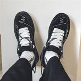 Men's Casual Sneakers Skateboard Flats Shoes Punk Metal Chains Tennis Running Sport Basketball Trainers Walking Mart Lion   