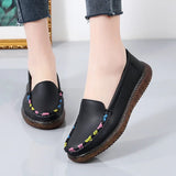 Genuine Leather Moccasin Cowhide Flat Shoes Women Casual Loafers Slip On Sneakers Soft Sole Vulcanized Spring MartLion   