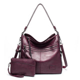 2 Pc/Set Women Handbags Designer Shoulder Bags Travel Weekend Female Luxury Brand Bolsas Leather Large Messenger Bag With Purse Mart Lion   
