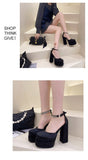 Women Sandals Summer Platform High Heel Platform Black Red Party Wedding Shoes Zapatos De Mujer PU Mart Lion   