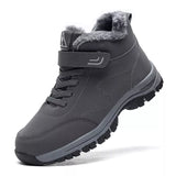 Winter Women Men's Boots Plush Leather Waterproof Sneakers Climbing Hunting Unisex Lace-up Outdoor Warm Hiking MartLion 519 Dark Gray 35 