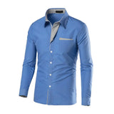 Male  Shirts Full Sleeve Stripe Shirt Men Slim Fit  Formal Dress Shirts Colors MartLion Royal Blue 2XL 