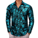 Designer Shirts Men's Silk Long Sleeve Green Red Paisley Slim Fit Blouses Casual Tops Breathable Streetwear Barry Wang MartLion   