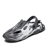 Men's Slipper Outdoor Sports Shoes Street Sandals Garden Footwear Light Weight Slippers Popular Hole Mart Lion black White 36 